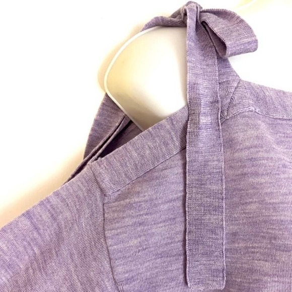J. CREW LAVENDER MERINO WOOL COLD SHOULDER SWEATER WITH BOWS SIZE SMALL - Picture 5 of 11